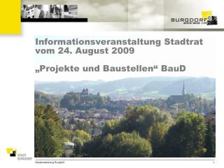 Informationsveranstaltung Stadtrat vom 24. August 2009 „Projekte und Baustellen“ BauD