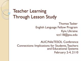 Teacher Learning Through Lesson Study