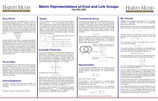 Matrix Representations of Knot and Link Groups Jess May 2006