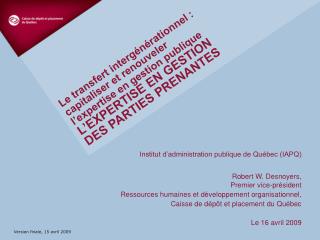 Le transfert intergénérationnel : capitaliser et renouveler l’expertise en gestion publique