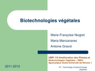 Biotechnologies végétales