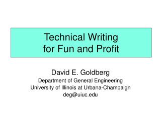 Technical Writing for Fun and Profit