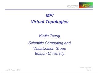 MPI Virtual Topologies Kadin Tseng Scientific Computing and Visualization Group Boston University