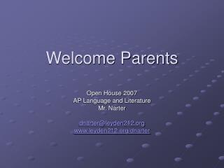 Welcome Parents