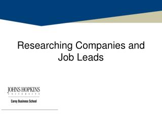 Researching Companies and Job Leads