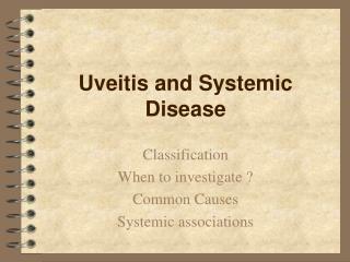Uveitis and Systemic Disease