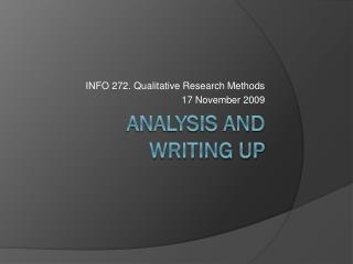 Analysis and Writing UP