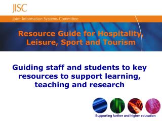 Resource Guide for Hospitality, Leisure, Sport and Tourism