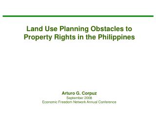 Land Use Planning Obstacles to Property Rights in the Philippines