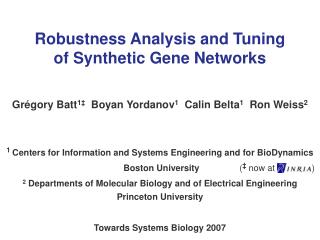 Robustness Analysis and Tuning of Synthetic Gene Networks
