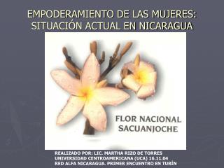 EMPODERAMIENTO DE LAS MUJERES: SITUACIÓN ACTUAL EN NICARAGUA