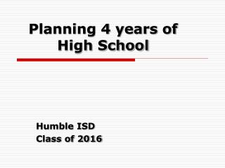 Planning 4 years of High School