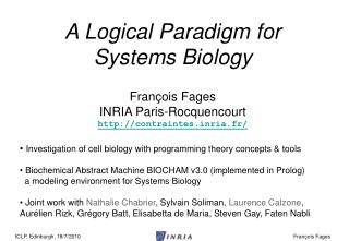 Investigation of cell biology with programming theory concepts &amp; tools