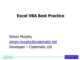 Excel VBA Best Practice