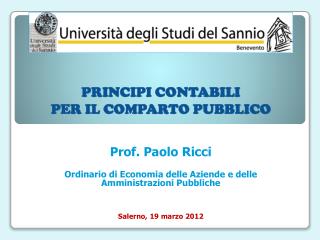 PRINCIPI CONTABILI PER IL COMPARTO PUBBLICO