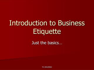 Introduction to Business Etiquette