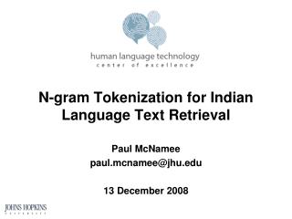 N-gram Tokenization for Indian Language Text Retrieval