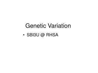 Genetic Variation