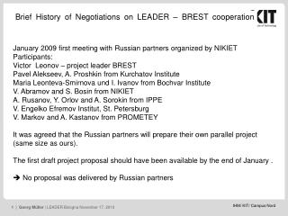Brief History of Negotiations on LEADER – BREST cooperation