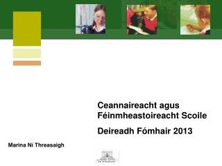 Ceannaireacht agus Féinmheastoireacht Scoile Deireadh Fómhair 201 3