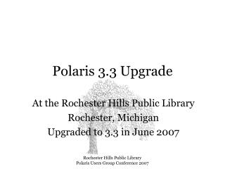 Polaris 3.3 Upgrade