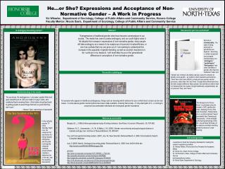 He…or She? Expressions and Acceptance of Non-Normative Gender – A Work in Progress