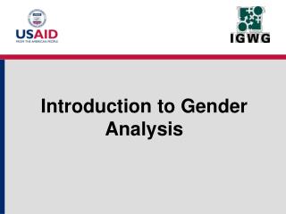 Introduction to Gender Analysis