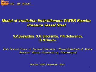 Model of Irradiation Embrittlement WW ER Reactor Pressure Vessel Steel