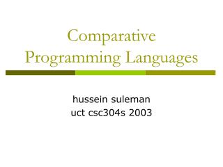 Comparative Programming Languages