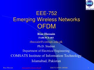 EEE-752 Emerging Wireless Networks OFDM