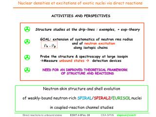 Probe the structure &amp; spectroscopy at large isospin Measure unbound states  detection devices