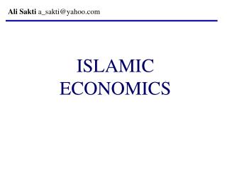 ISLAMIC ECONOMICS