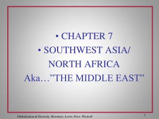CHAPTER 7 SOUTHWEST ASIA/ NORTH AFRICA Aka…”THE MIDDLE EAST”