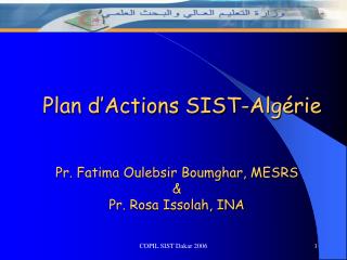 Plan d’Actions SIST-Algérie