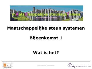 Maatschappelijke steun systemen Bijeenkomst 1 Wat is het?