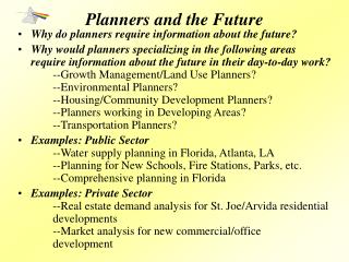 Planners and the Future