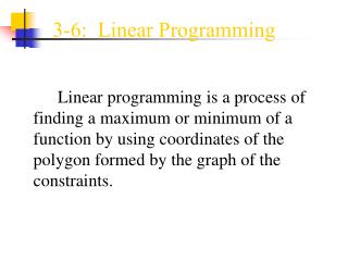 3-6: Linear Programming
