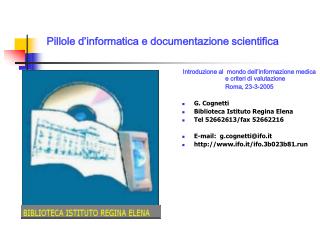 Pillole d’informatica e documentazione scientifica