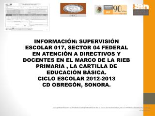 Cartilla de Educación Básica. Instrumento de registro e información.