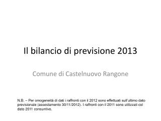 Il bilancio di previsione 2013