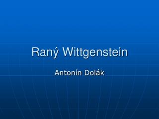 Raný Wittgenstein