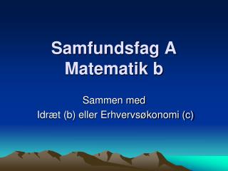 Samfundsfag A Matematik b