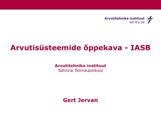 Arvutisüsteemide õppekava - IASB