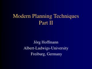Modern Planning Techniques Part II
