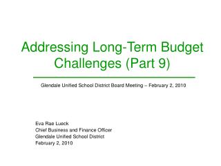 Addressing Long-Term Budget Challenges (Part 9)