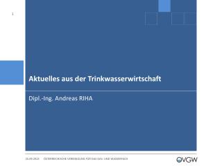 Aktuelles aus der Trinkwasserwirtschaft