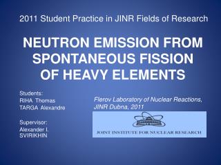 NEUTRON EMISSION FROM SPONTANEOUS FISSION OF HEAVY ELEMENTS