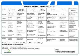 Menuplan for aften i ugerne: 30 – 34 - 38