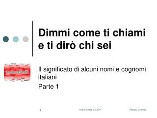 Dimmi come ti chiami e ti dirò chi sei