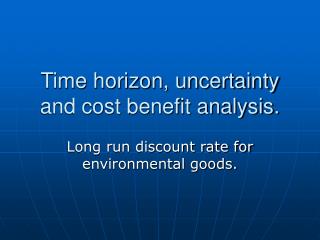 Time horizon, uncertainty and cost benefit analysis.